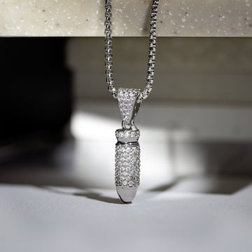 Iced out Bullet Pendant with 22" jared chain