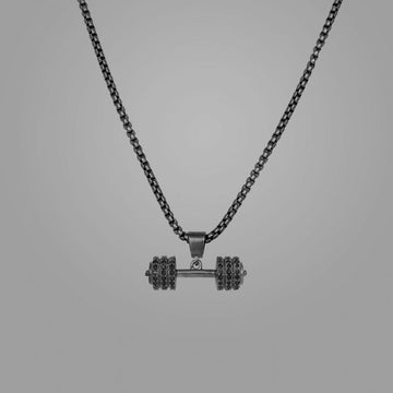Black Mamba iced out Dumbbell Pendant with 22" chain