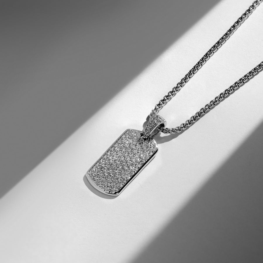 Iced Out Dog tag Pendant with 22" chain