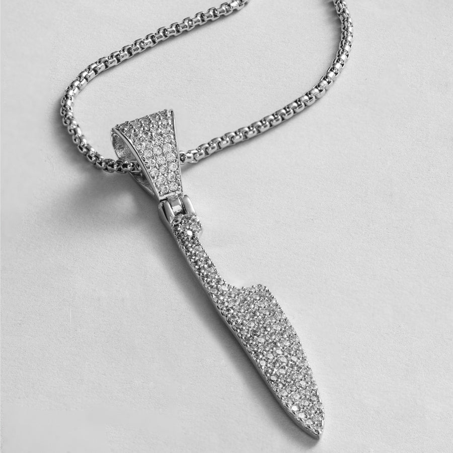 Iced Out Knife Pendant with 22" chain