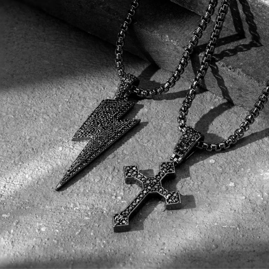 Black Mamba Iced Out Cross Pendant with 22" chain