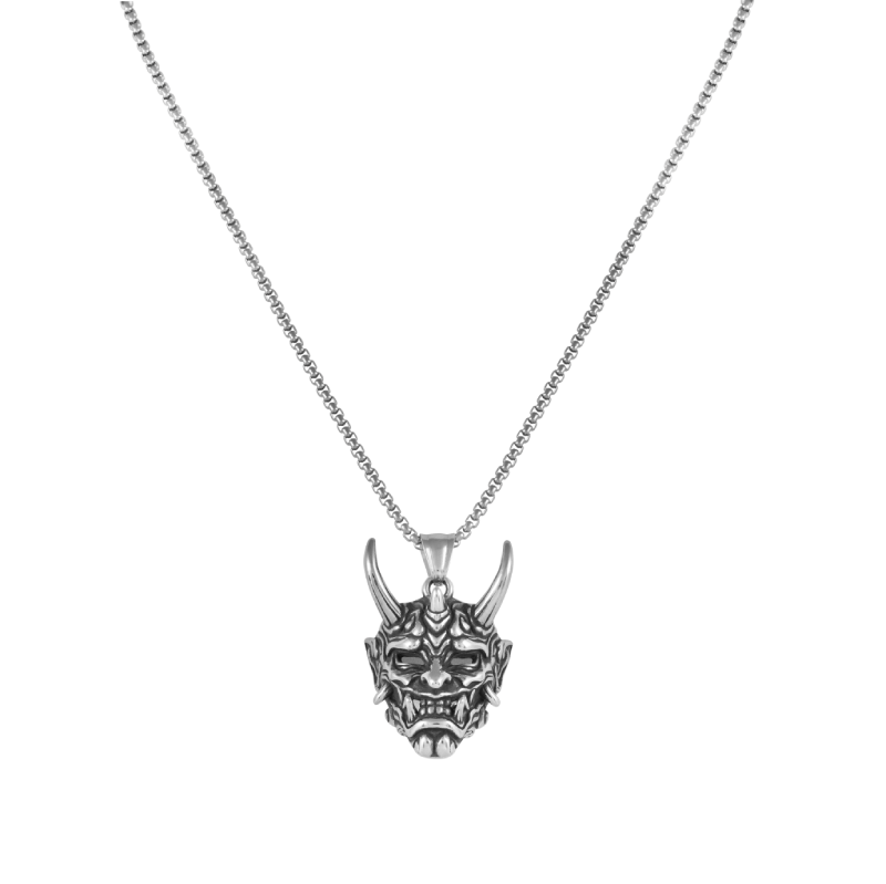 Silver Devil pendant with jared chain