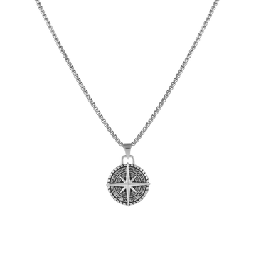 Silver Compass pendant with jared chain