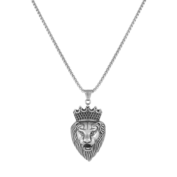 Silver Lion pendant with jared chain