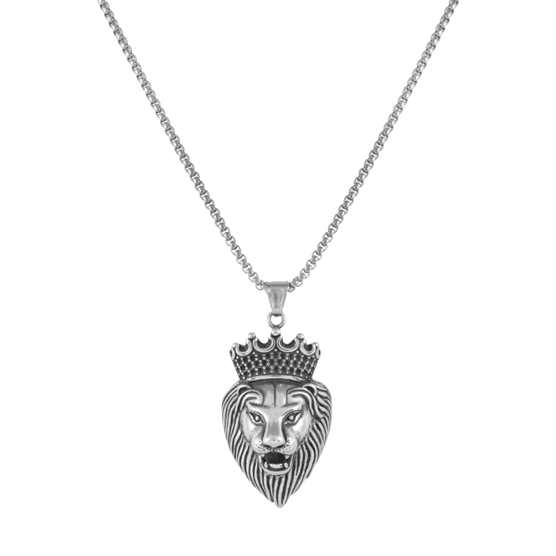 Silver Lion pendant with jared chain