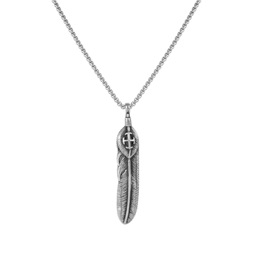 Silver Feather pendant with jared chain