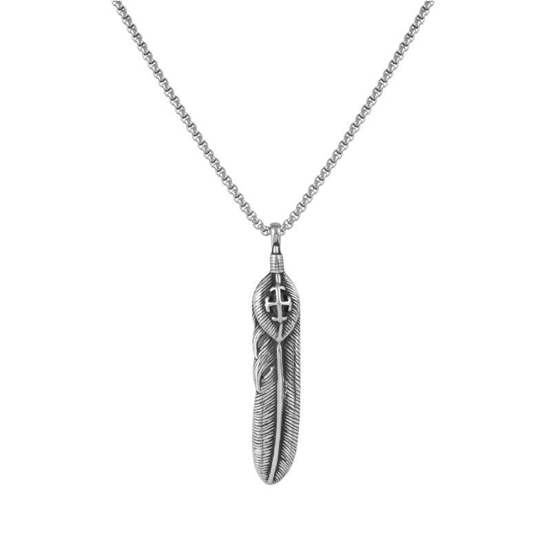 Silver Feather pendant with jared chain