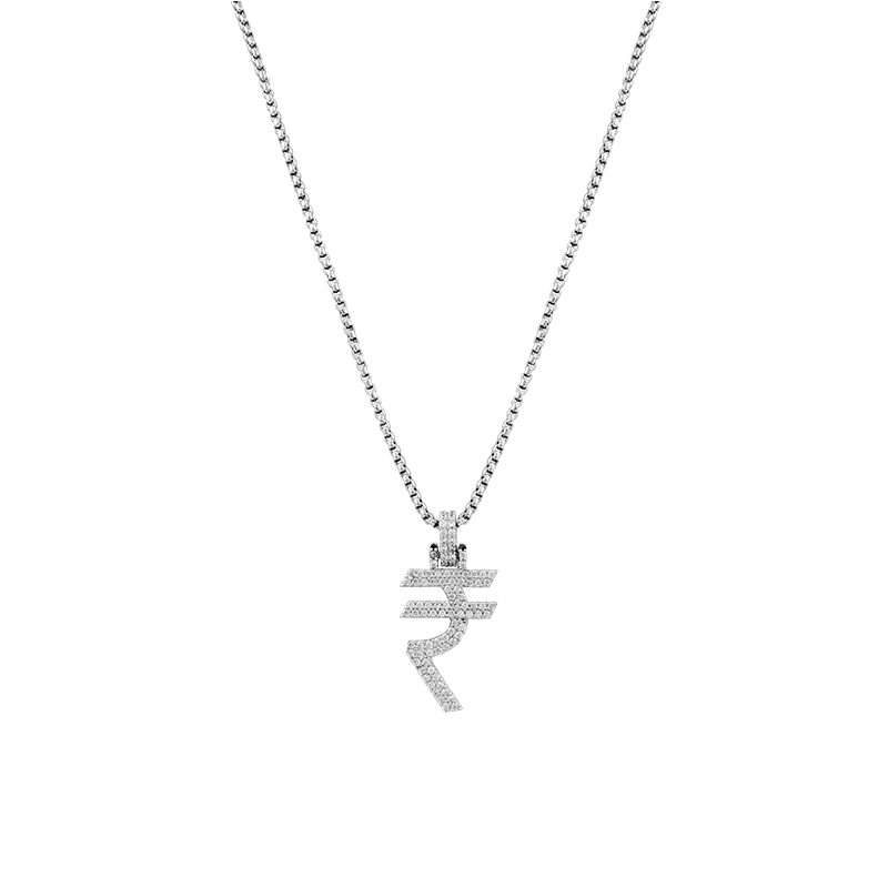 Iced Out Rupee Pendant with 22" chain