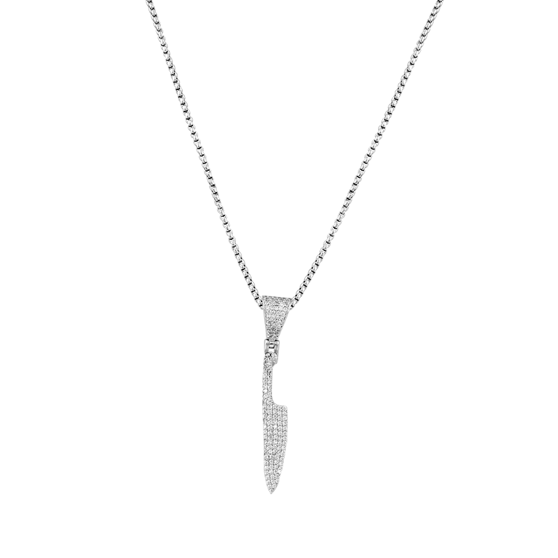 Iced Out Knife Pendant with 22" chain