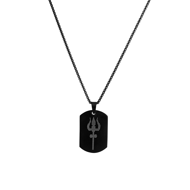 Shiv Trishul MicroCarved Tag Necklace