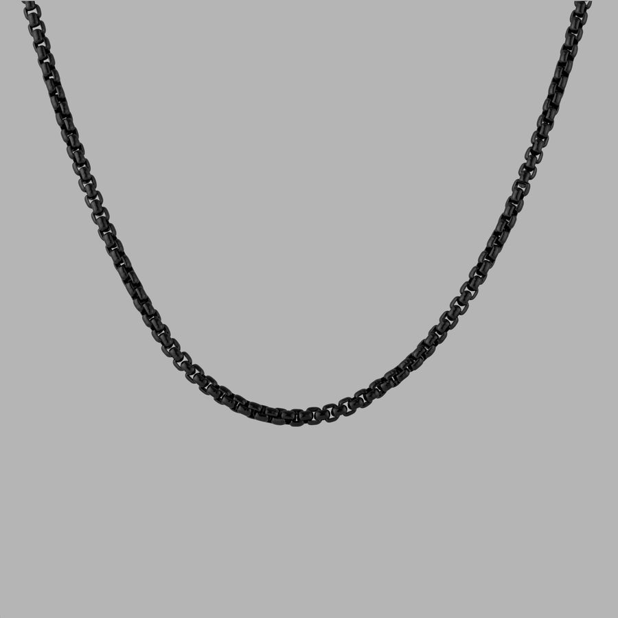 1933 by Esquire Men's Solid Twisted Box Chain Necklace Black  Ruthenium-Plated Sterling Silver 22